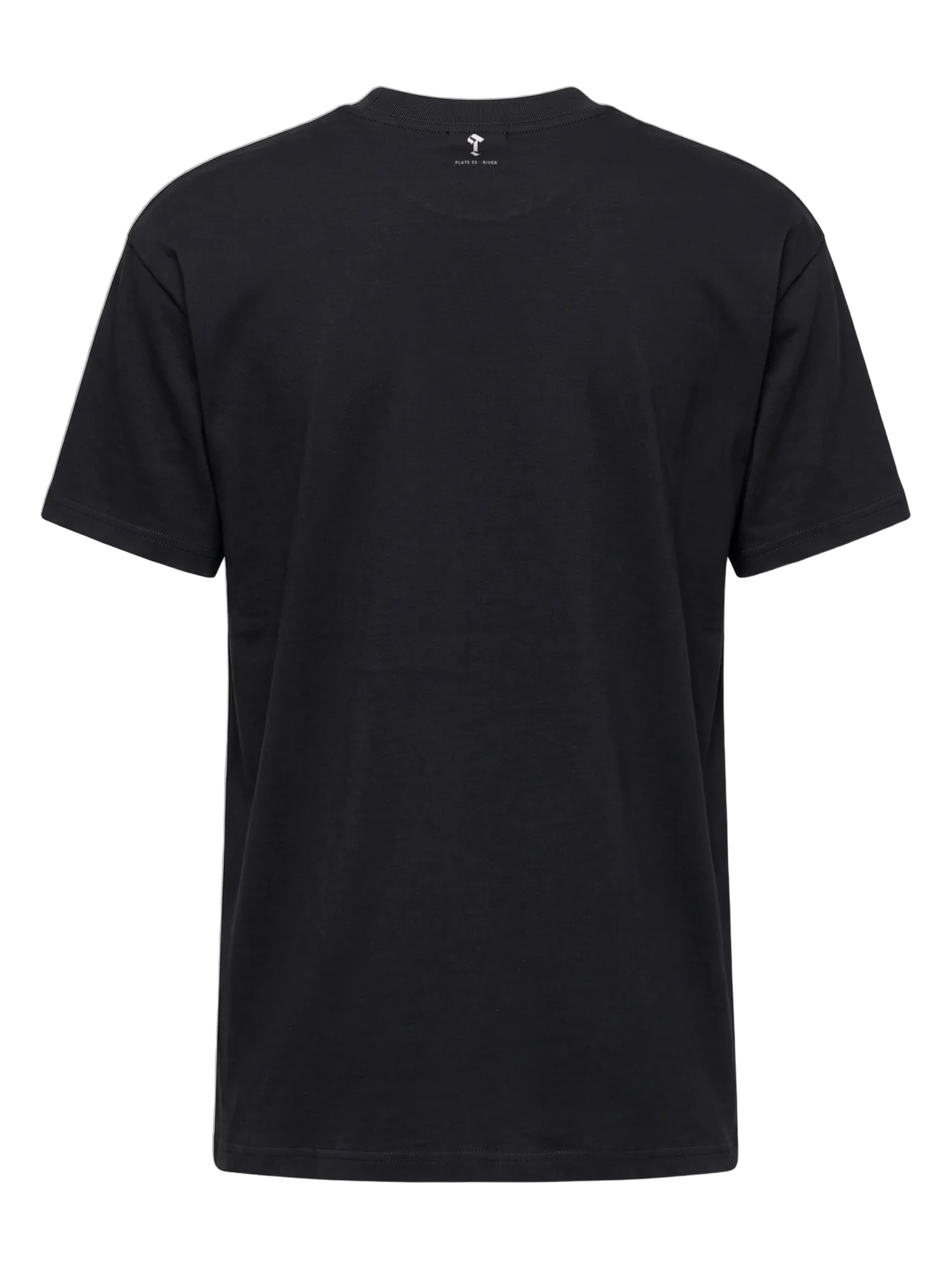 Back of the t-shirt: the Then & Theory T and "Plate 03 · River" printed small below the collar.