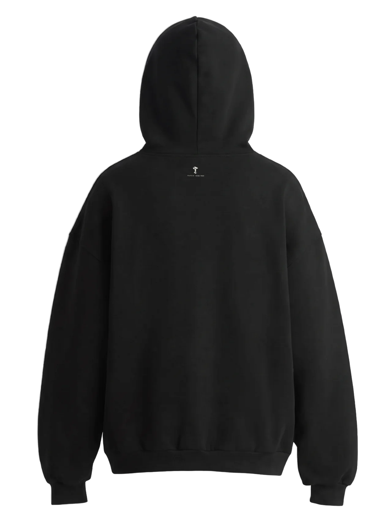 Back of the hoodie: the Then & Theory T and "Plate 04 · Bone Tree" printed small below the collar.